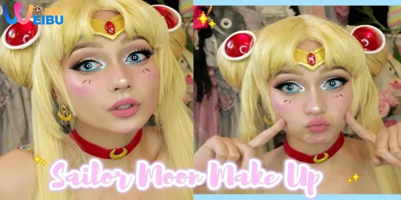 Makeup cosplay Sailor Moon sử dụng tông màu hồng sáng, có vẻ ngoài ngây thơ nhưng cũng đầy mạnh mẽ